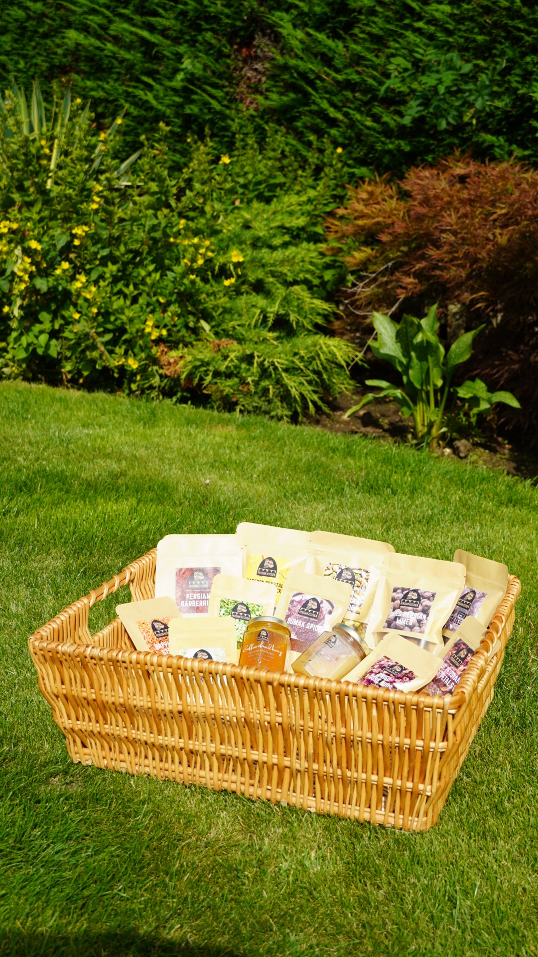 PERSIAN KITCHEN HAMPER BAZAAR! Dates, Rock Candy Nabat, Dried Limes, Pistachios, Sumac, Saffron, barberry. Middle Eastern Hampers