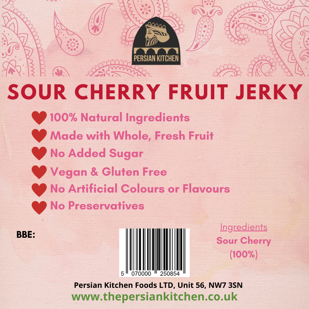 PERSIAN KITCHEN | Fruit Jerky | Real Fruit Roll Leather | Authentic Lavashak | 100% natural sour cherry / apricot / pomegranate