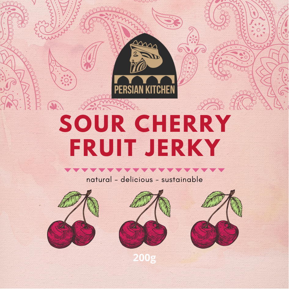 PERSIAN KITCHEN | Fruit Jerky | Real Fruit Roll Leather | Authentic Lavashak | 100% natural sour cherry / apricot / pomegranate