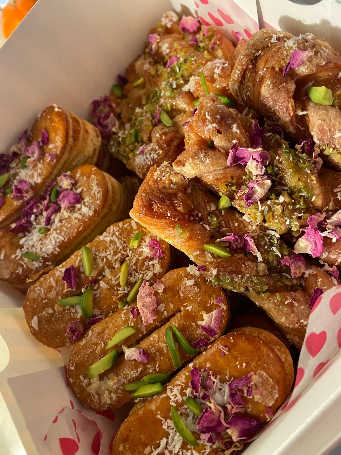 PERSIAN KITCHEN | Mixed Pastries with Saffron, Rose Petals, Pistachio and Honey, Made in London UK
