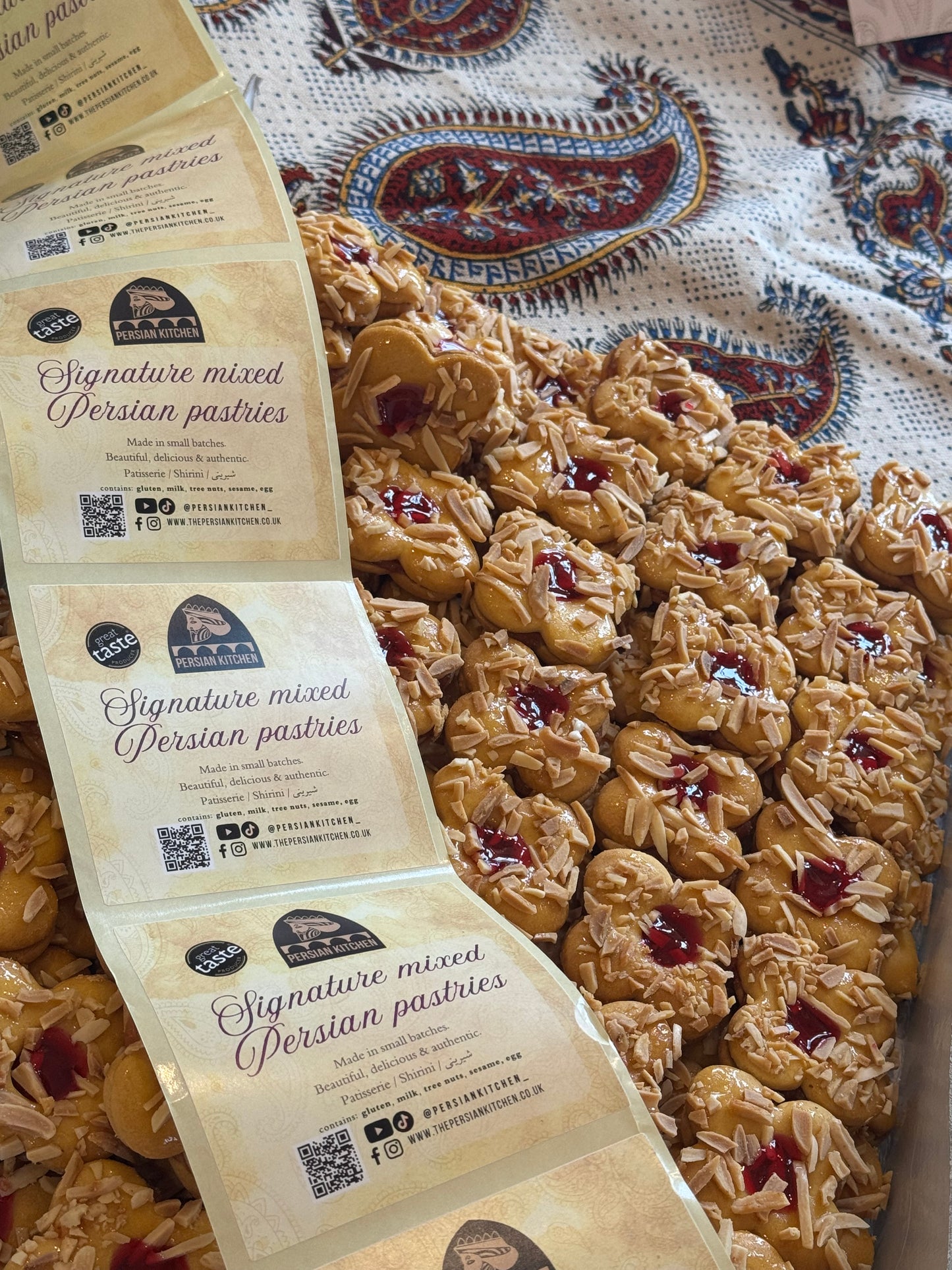 PERSIAN KITCHEN | Mixed Pastries with Saffron, Rose Petals, Pistachio and Honey, Made in London UK