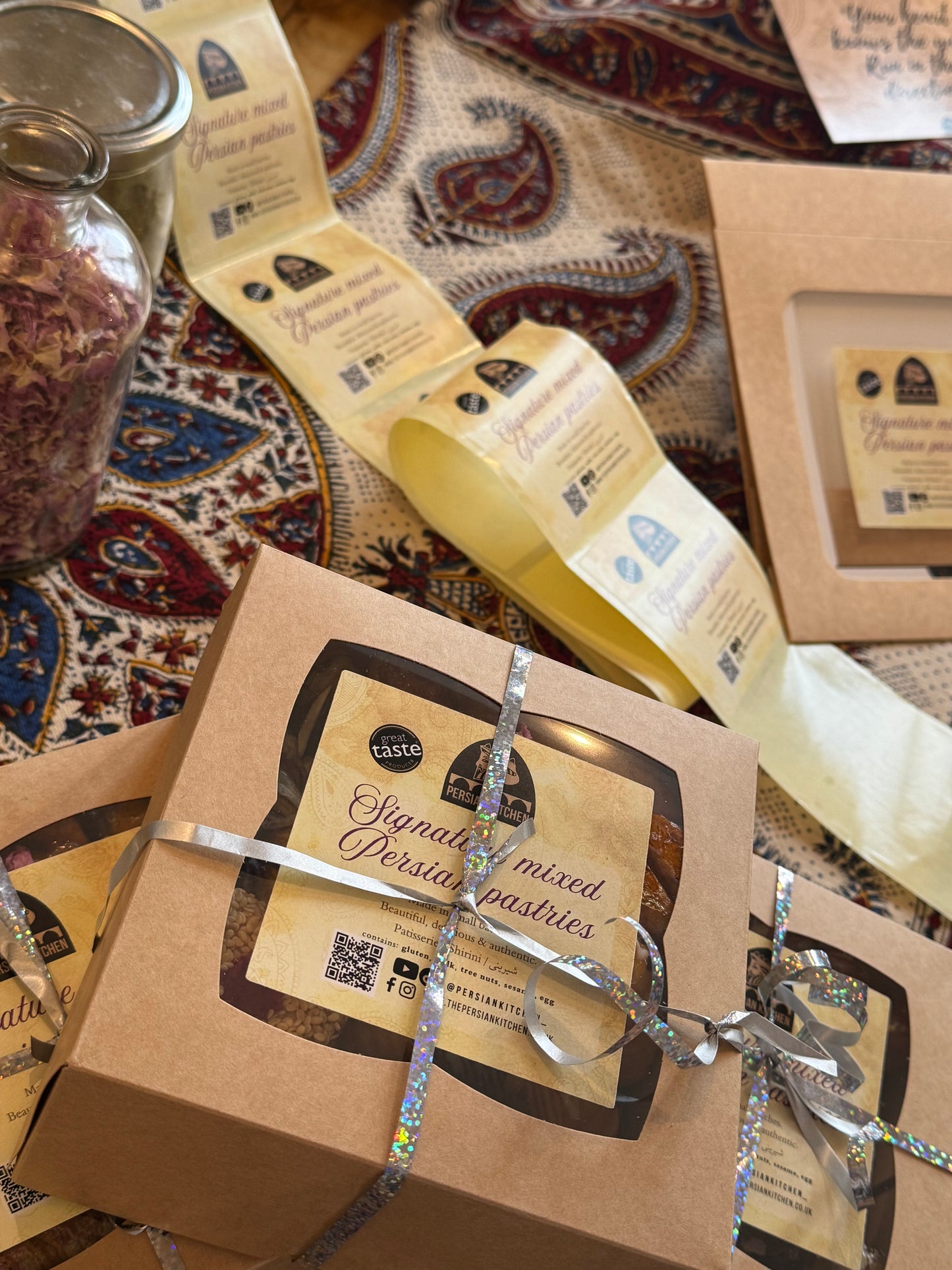 PERSIAN KITCHEN | Mixed Pastries with Saffron, Rose Petals, Pistachio and Honey, Made in London UK